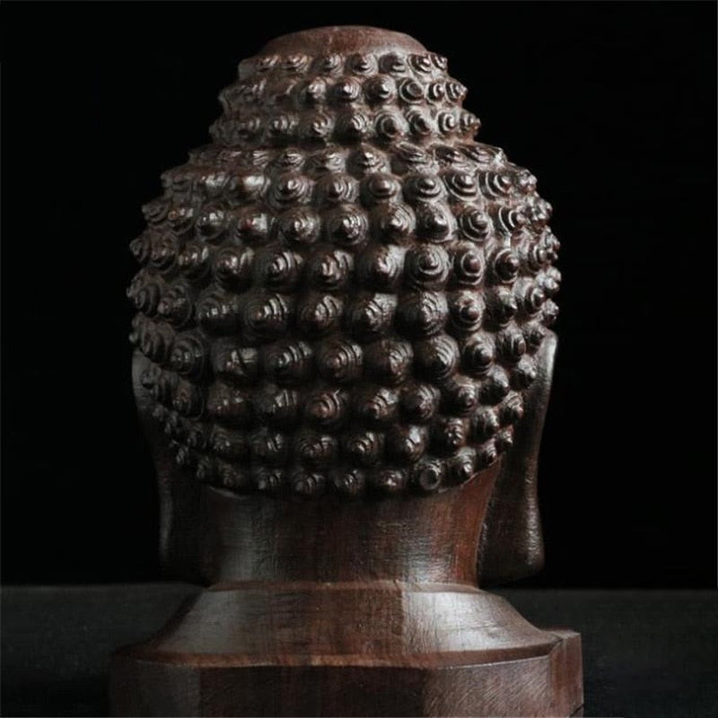 Creative New Buddha Statue Wooden Sakyamuni Tathagata Figurine India Buddha Head Statue Crafts Decorative Ornament acacuss