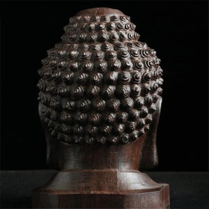 Creative New Buddha Statue Wooden Sakyamuni Tathagata Figurine India Buddha Head Statue Crafts Decorative Ornament acacuss