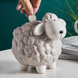 Creative Nordic KawaiiCartoon  Little Sheep Piggy Bank Children's Room Desk Savings Box Decoration Coin Storage Animal Ornaments acacuss