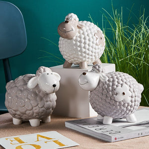 Creative Nordic KawaiiCartoon  Little Sheep Piggy Bank Children's Room Desk Savings Box Decoration Coin Storage Animal Ornaments acacuss