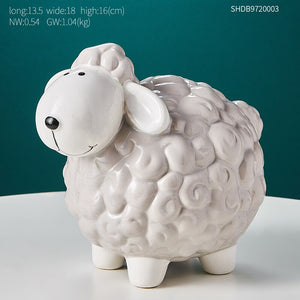 Creative Nordic KawaiiCartoon  Little Sheep Piggy Bank Children's Room Desk Savings Box Decoration Coin Storage Animal Ornaments acacuss