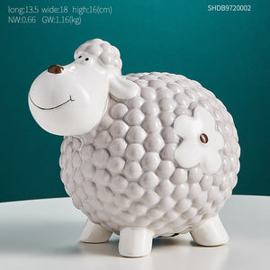 Creative Nordic KawaiiCartoon  Little Sheep Piggy Bank Children's Room Desk Savings Box Decoration Coin Storage Animal Ornaments acacuss