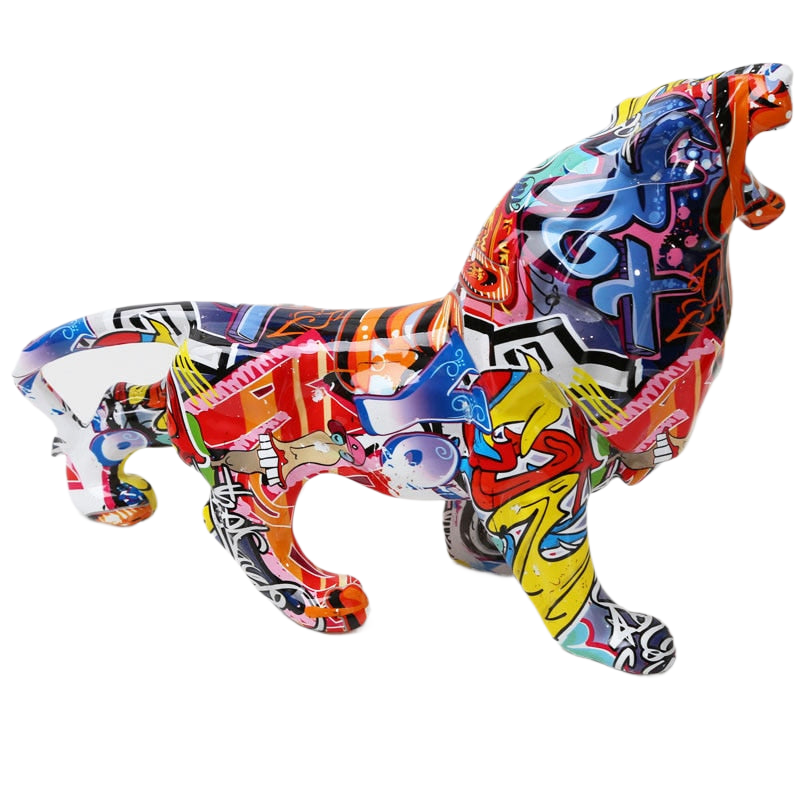 Creative Painted Graffiti lion Simple  Living Room Color Decorations Home Entrance Decorations Wine Cabinet Office Resin Crafts acacuss