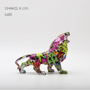 Creative Painted Graffiti lion Simple  Living Room Color Decorations Home Entrance Decorations Wine Cabinet Office Resin Crafts acacuss