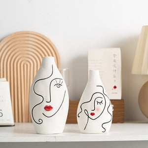Creative Painting Art Vase Home Decoration Crafts Aesthetic Interior Desktop Ornament Ceramic Vases for Flowers Arrangement Gift acacuss