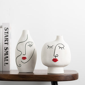 Creative Painting Art Vase Home Decoration Crafts Aesthetic Interior Desktop Ornament Ceramic Vases for Flowers Arrangement Gift acacuss