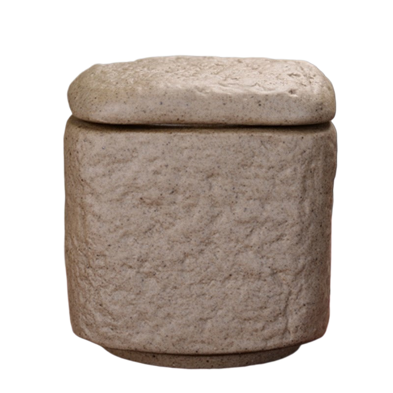 Creative Quartet Ceramic Tea Caddy Retro Chinese Coarse Pottery Tea Storage Imitation Stone Grain Sealed Black Tea Container acacuss