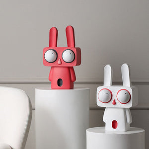 Creative Rabbit Statue Resin Abstract Cartoon Figurines Desktop Animal Crafts Ornaments Home Living Room Porch Decoration Gifts acacuss