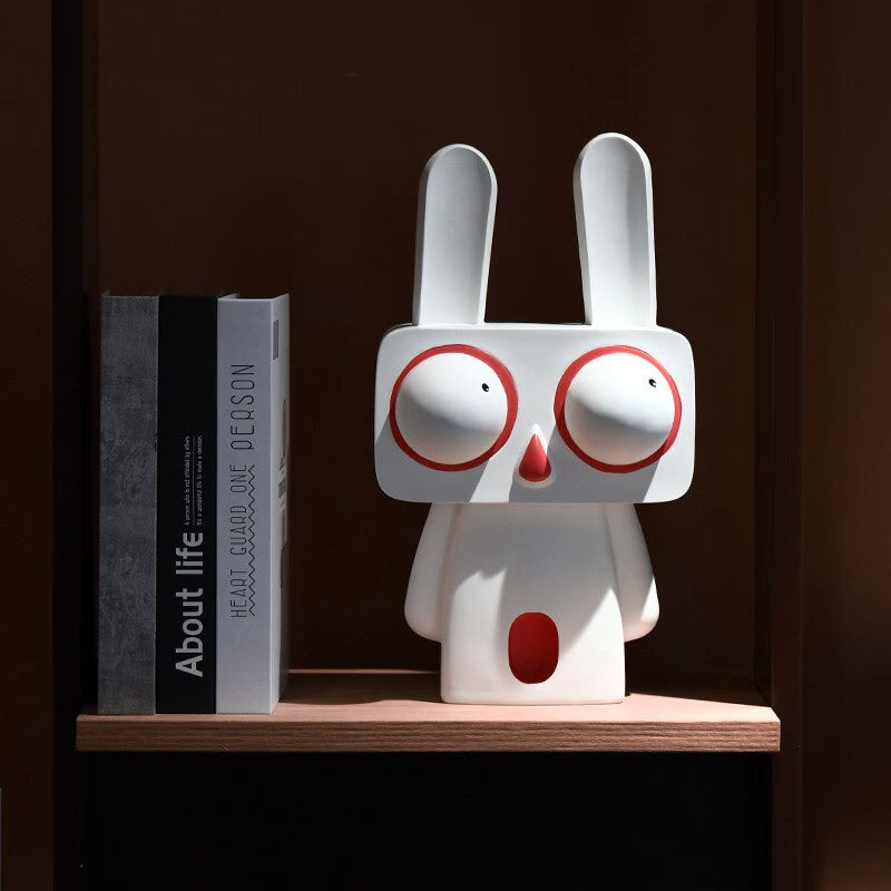 Creative Rabbit Statue Resin Abstract Cartoon Figurines Desktop Animal Crafts Ornaments Home Living Room Porch Decoration Gifts acacuss