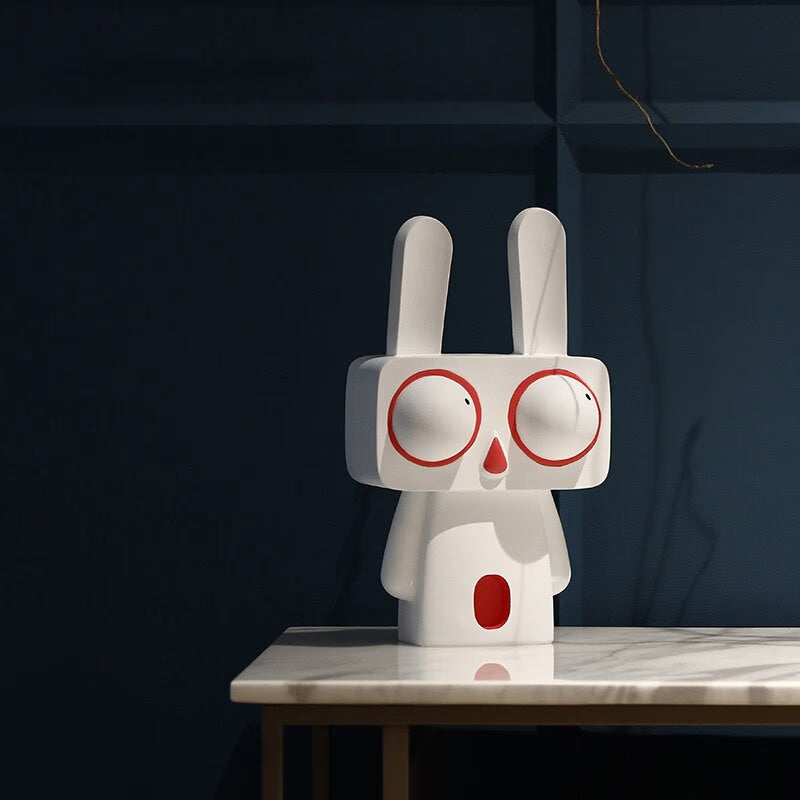 Creative Rabbit Statue Resin Abstract Cartoon Figurines Desktop Animal Crafts Ornaments Home Living Room Porch Decoration Gifts acacuss