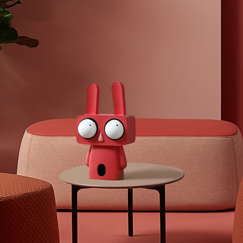 Creative Rabbit Statue Resin Abstract Cartoon Figurines Desktop Animal Crafts Ornaments Home Living Room Porch Decoration Gifts acacuss