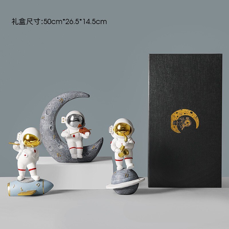 Creative Resin Astronaut Sculpture Ornament Home Living Room Bookcase Ornament Desktop Decoration Crafts Gifts for Children acacuss