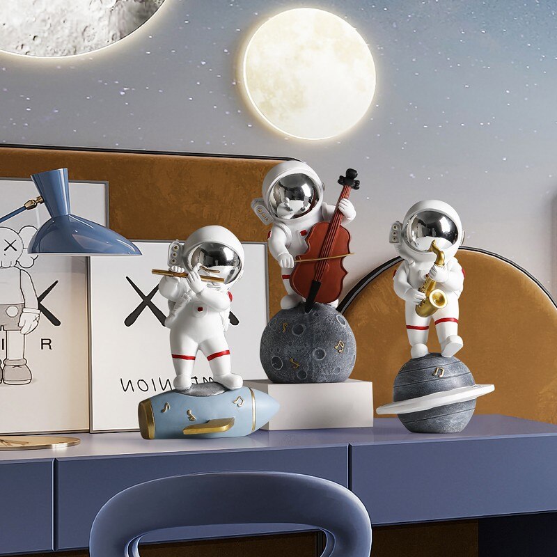 Creative Resin Astronaut Sculpture Ornament Home Living Room Bookcase Ornament Desktop Decoration Crafts Gifts for Children acacuss