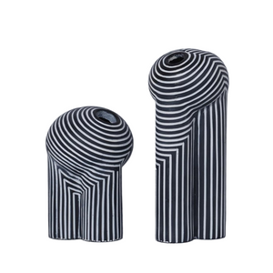 Creative Resin Crafts Black and White Stripes Art Vase Table Decoration Living Room Decoration Abstract Flower Home Decorations acacuss