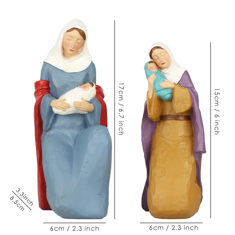 Creative Resin Family Religious Figurines of The Virgin Mary And Jesus, Islamic Style Angel Figures, Home Decoration Statue acacuss