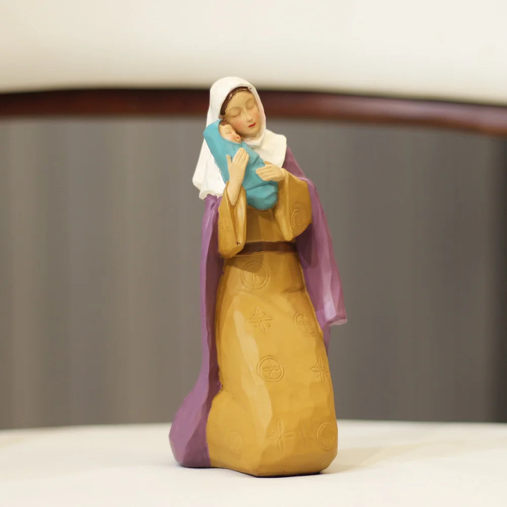 Creative Resin Family Religious Figurines of The Virgin Mary And Jesus, Islamic Style Angel Figures, Home Decoration Statue acacuss