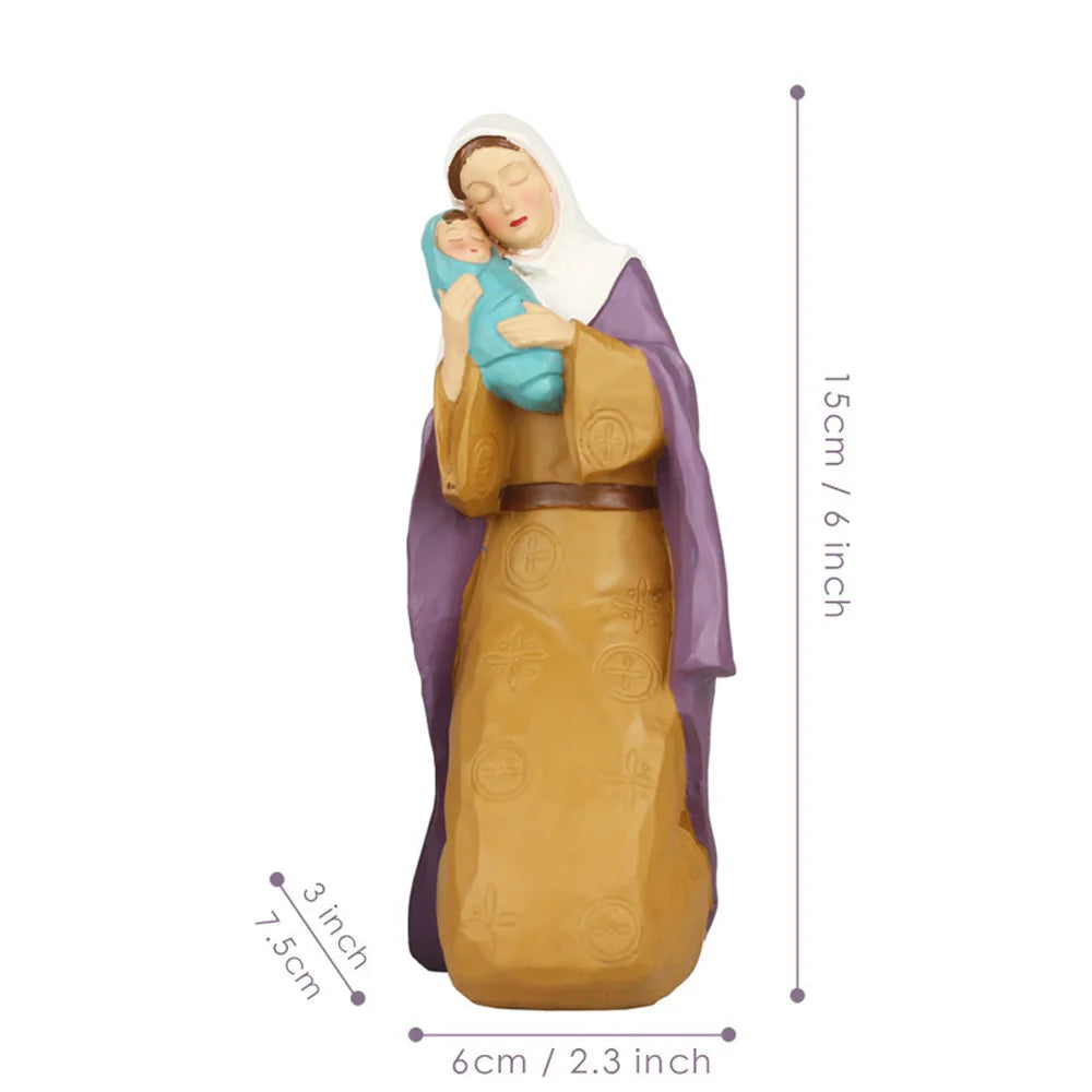Creative Resin Family Religious Figurines of The Virgin Mary And Jesus, Islamic Style Angel Figures, Home Decoration Statue acacuss
