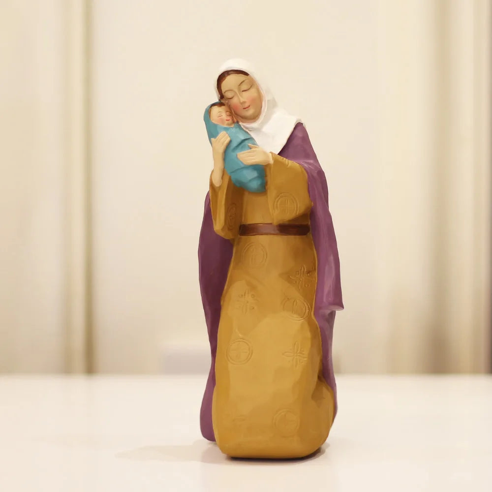 Creative Resin Family Religious Figurines of The Virgin Mary And Jesus, Islamic Style Angel Figures, Home Decoration Statue acacuss