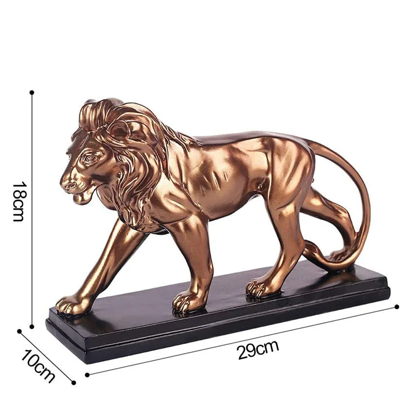 Creative Resin Male Lion Statue Decoration Figurines Study Room Ornament Sculpture Animals Crafts Home Jewelry Decor Gift acacuss