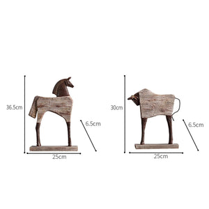 Creative Resin Ornaments The Horse Horse Simulated Animal Sculpture Wood Grain Road Handmade Arts Crafts Decorative Figurines acacuss