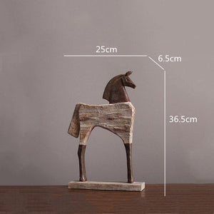 Creative Resin Ornaments The Horse Horse Simulated Animal Sculpture Wood Grain Road Handmade Arts Crafts Decorative Figurines acacuss