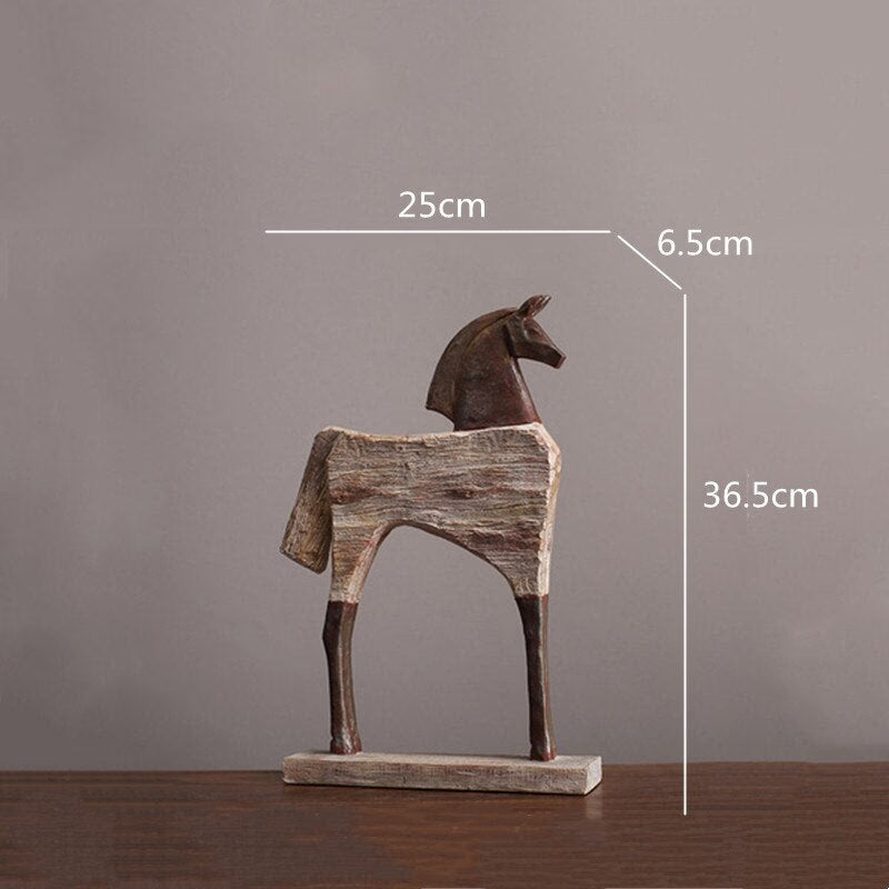 Creative Resin Ornaments The Horse Horse Simulated Animal Sculpture Wood Grain Road Handmade Arts Crafts Decorative Figurines acacuss