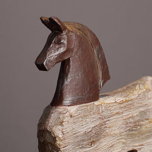 Creative Resin Ornaments The Horse Horse Simulated Animal Sculpture Wood Grain Road Handmade Arts Crafts Decorative Figurines acacuss
