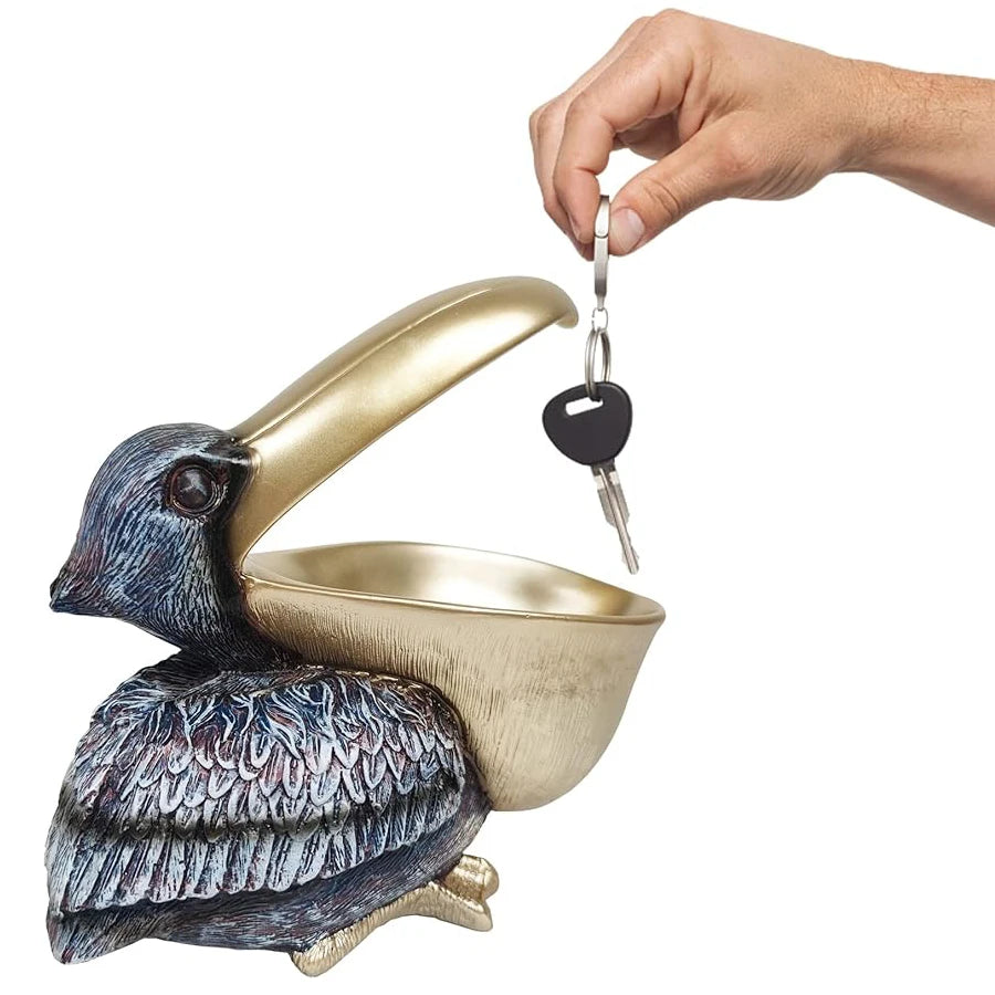 Creative Resin Statues The Pelican Birds Toucan Figurines Keys Candy Bowl for Entryway Table Statue Decor Ornament Home Office acacuss
