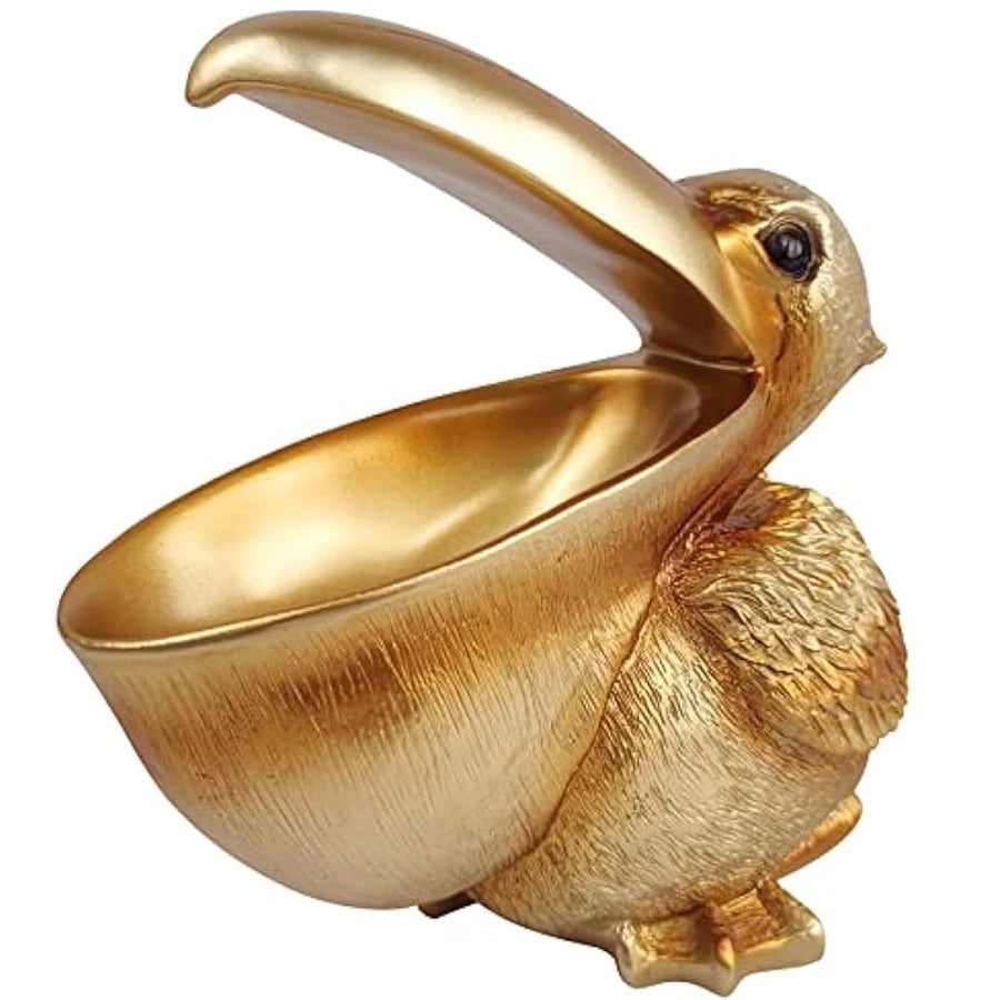 Creative Resin Statues The Pelican Birds Toucan Figurines Keys Candy Bowl for Entryway Table Statue Decor Ornament Home Office acacuss