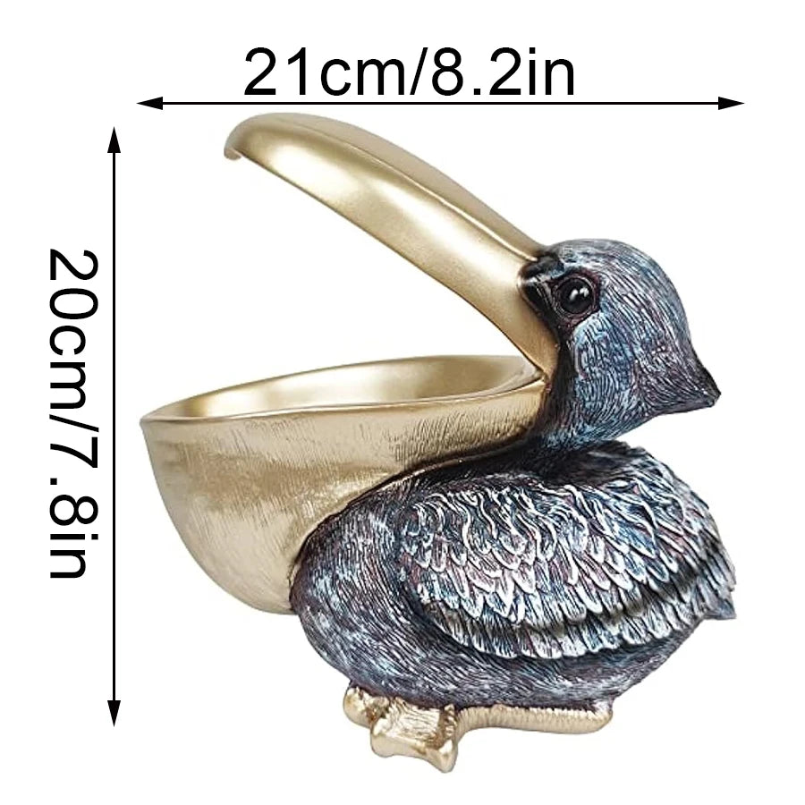 Creative Resin Statues The Pelican Birds Toucan Figurines Keys Candy Bowl for Entryway Table Statue Decor Ornament Home Office acacuss