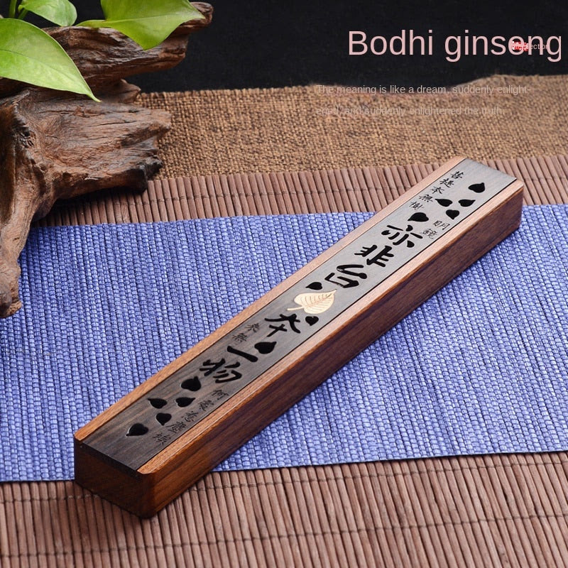 Creative Retro Black Home Office Wooden Incense Holder Incense Burner Traditional Chinese Type Wood Handmade Carving Censer Box acacuss