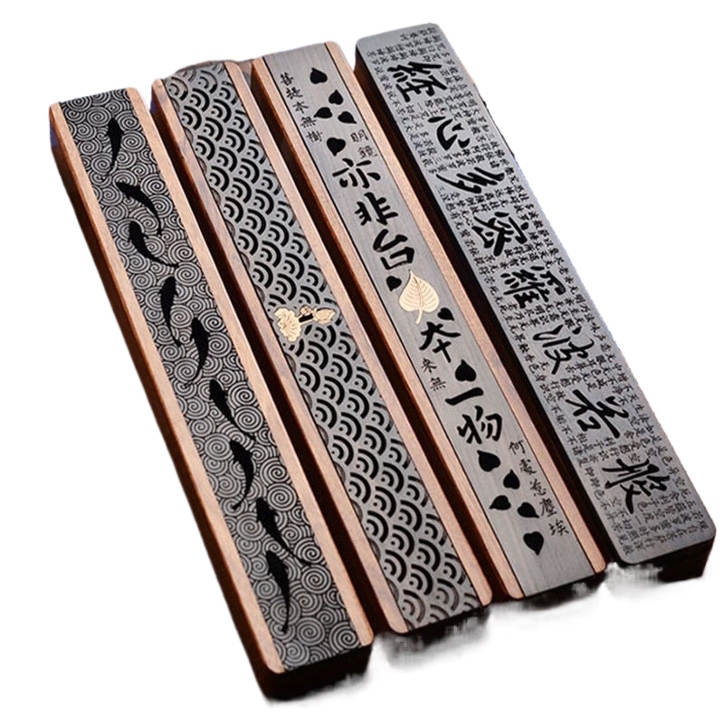 Creative Retro Black Home Office Wooden Incense Holder Incense Burner Traditional Chinese Type Wood Handmade Carving Censer Box acacuss