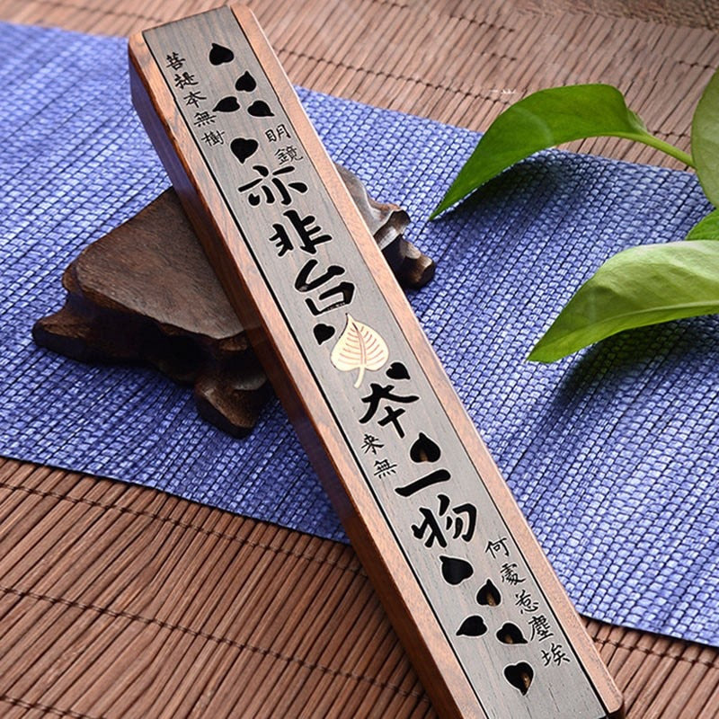 Creative Retro Black Home Office Wooden Incense Holder Incense Burner Traditional Chinese Type Wood Handmade Carving Censer Box acacuss