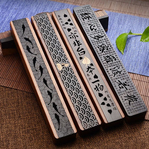 Creative Retro Black Home Office Wooden Incense Holder Incense Burner Traditional Chinese Type Wood Handmade Carving Censer Box acacuss