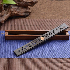 Creative Retro Black Home Office Wooden Incense Holder Incense Burner Traditional Chinese Type Wood Handmade Carving Censer Box acacuss