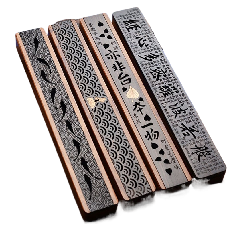 Creative Retro Black Home Office Wooden Incense Holder Incense Burner Traditional Chinese Type Wood Handmade Carving Censer Box acacuss