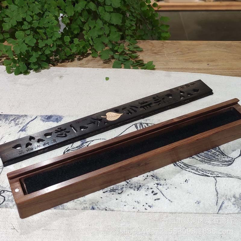 Creative Retro Black Home Office Wooden Incense Holder Incense Burner Traditional Chinese Type Wood Handmade Carving Censer Box acacuss