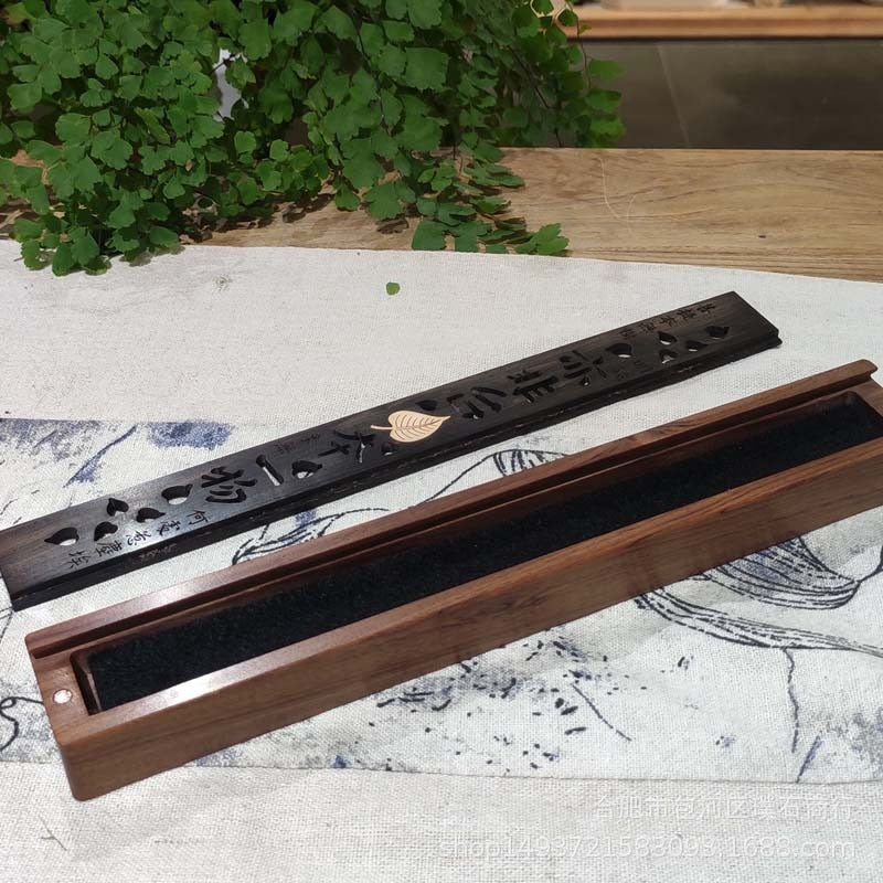 Creative Retro Black Home Office Wooden Incense Holder Incense Burner Traditional Chinese Type Wood Handmade Carving Censer Box acacuss