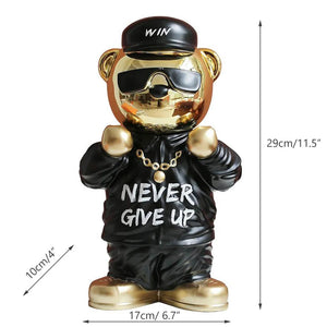 Creative Rich Golden Bear Statue Never Give Up Spirit Sculpture For Home Decoration Electroplating Animal Crafts Birthday Gifts acacuss