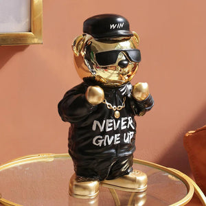 Creative Rich Golden Bear Statue Never Give Up Spirit Sculpture For Home Decoration Electroplating Animal Crafts Birthday Gifts acacuss