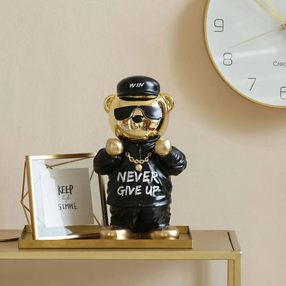 Creative Rich Golden Bear Statue Never Give Up Spirit Sculpture For Home Decoration Electroplating Animal Crafts Birthday Gifts acacuss