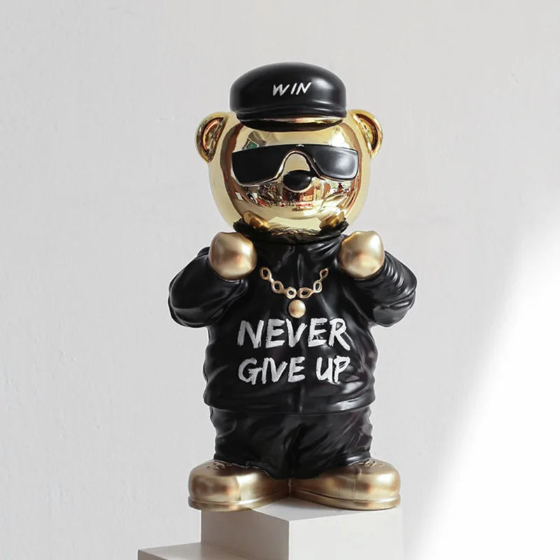 Creative Rich Golden Bear Statue Never Give Up Spirit Sculpture For Home Decoration Electroplating Animal Crafts Birthday Gifts acacuss