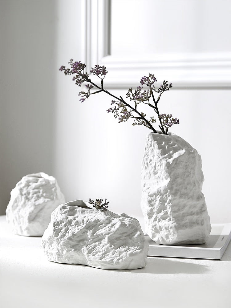 Creative Rockery Ceramic Vase Decoration Living Room Flower Arrangement Dried Flower Decoration Simple Flower acacuss