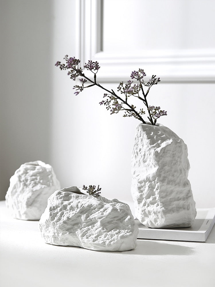 Creative Rockery Ceramic Vase Decoration Living Room Flower Arrangement Dried Flower Decoration Simple Flower acacuss