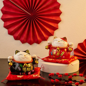 Creative Room Ceramic Maneki Neko Piggy Bank Japanese Lucky Cat Feng Shui Home Fortune Money Box Living Room Decoration Gifts acacuss