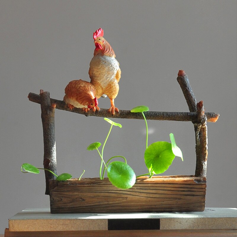 Creative Simulation Animal Decorations For Home Chicken Animal Flowerpot Succulent Plant Balcony Ornament Office Desktop Gifts acacuss