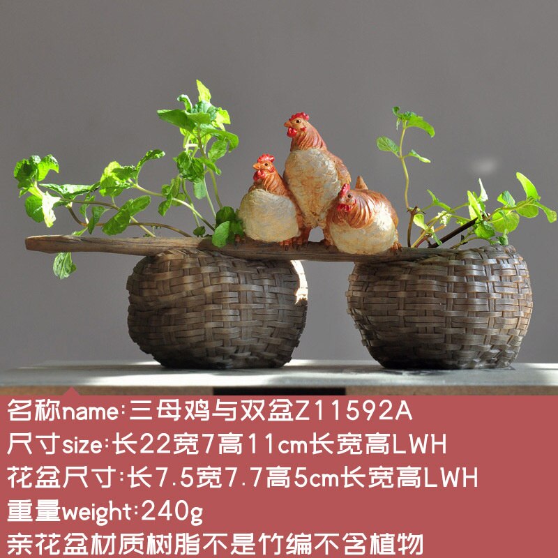 Creative Simulation Animal Decorations For Home Chicken Animal Flowerpot Succulent Plant Balcony Ornament Office Desktop Gifts acacuss