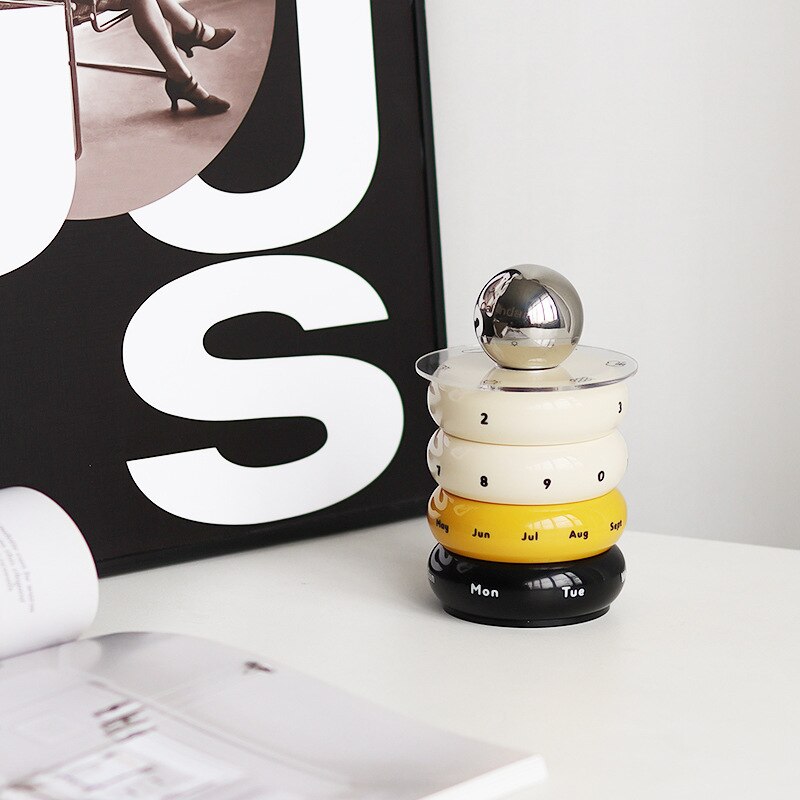 Creative Storage Tank Rotatable Calendar Desk Calendar Desktop Living Room Decoration Accessories Porch Decoration Decorations acacuss