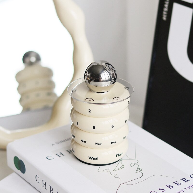 Creative Storage Tank Rotatable Calendar Desk Calendar Desktop Living Room Decoration Accessories Porch Decoration Decorations acacuss