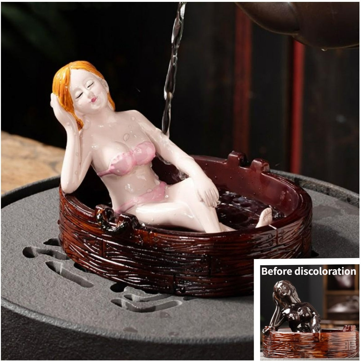 Creative Tea Pet Beauty Bath Color Changing Tea Pet Ornament Fun Art Teaware Kitchen Dining Bar Home Garden acacuss